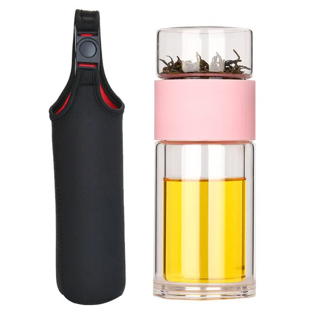 7.8oz Portable Glass Tea Infuser Tumbler