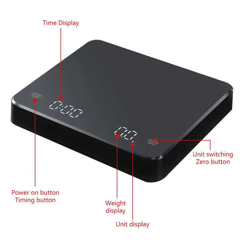 3kg Sleek Digital Coffee Scale with Timer