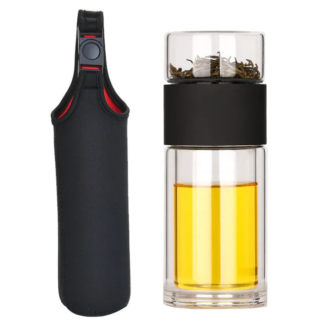 7.8oz Portable Glass Tea Infuser Tumbler