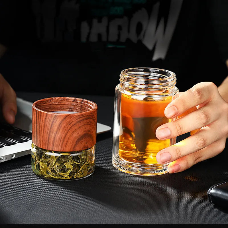 7.8oz Portable Glass Tea Infuser Tumbler