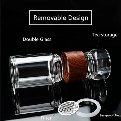 7.8oz Portable Glass Tea Infuser Tumbler