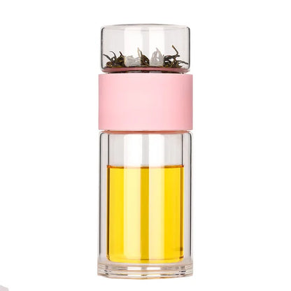 7.8oz Portable Glass Tea Infuser Tumbler