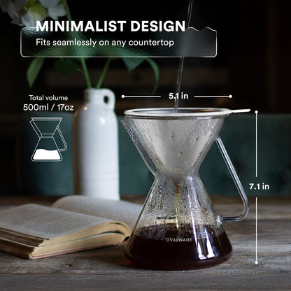 17oz Pour Over Coffee Maker with 304 Stainless Steel Filter