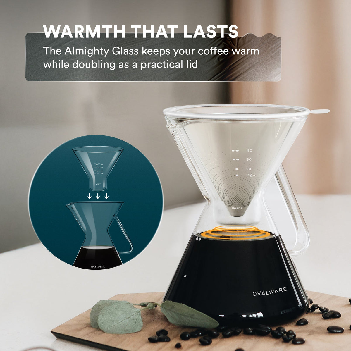 17oz Pour Over Coffee Maker with 304 Stainless Steel Filter