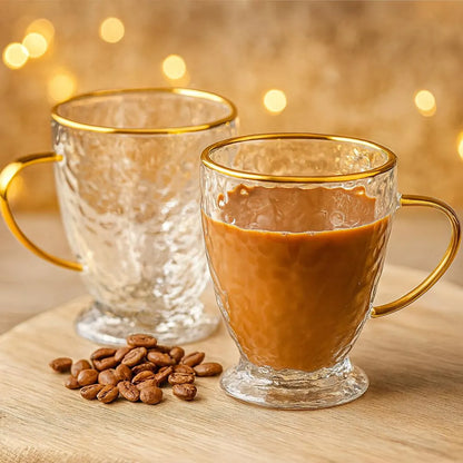 12oz Hammered Double Wall Glass Coffee Cups